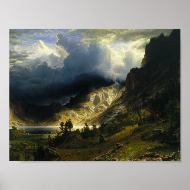Póster Albert Bierstadt - Uma Tempestade nas Montanhas Ro (Frente)