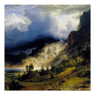 Póster Albert Bierstadt Uma Tempestade nas Montanhas Roch