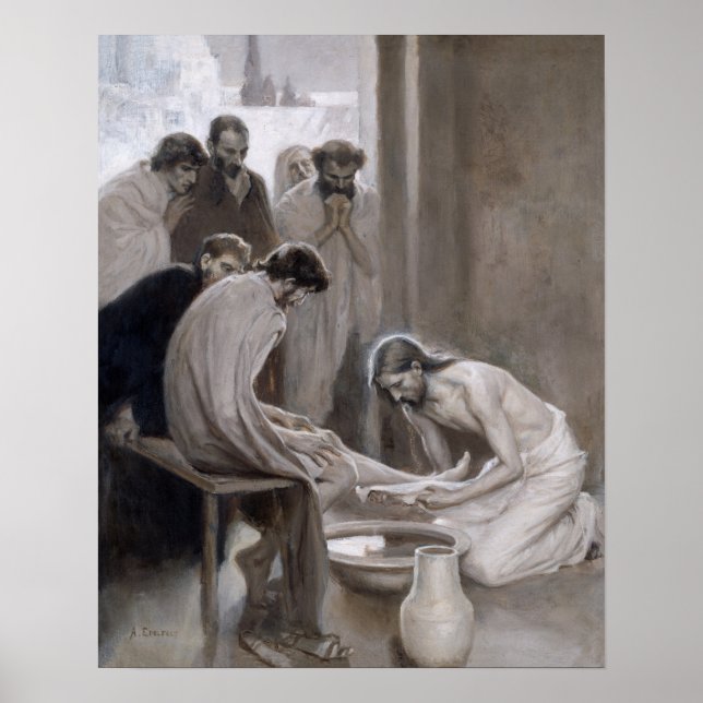 Poster Albert Edelfelt - Jesus Lavando os Pés dos Discípu (Frente)