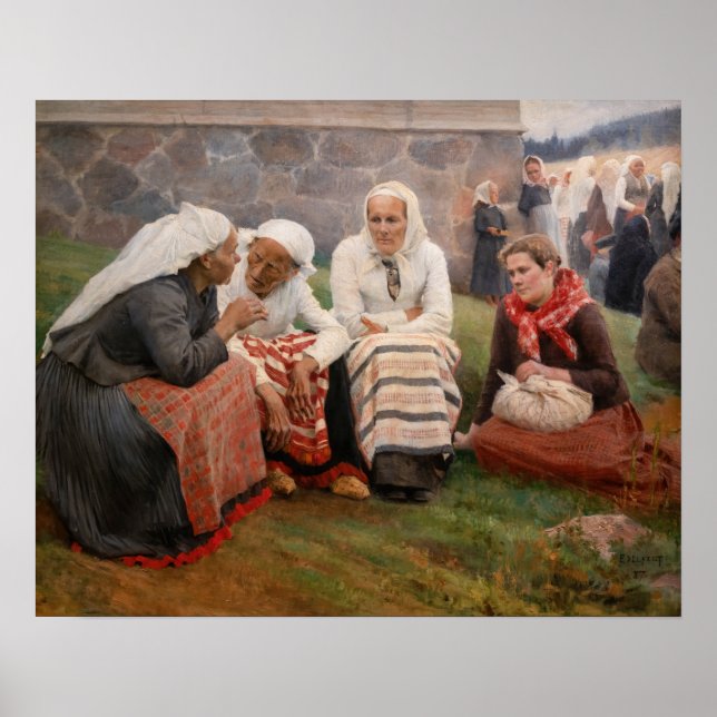 Poster Albert Edelfelt - Mulheres Fora da Igreja (Frente)