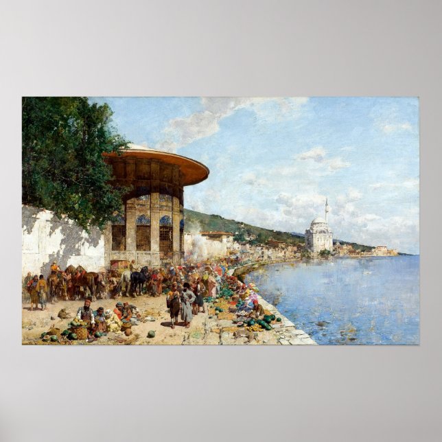 Poster Alberto Pasini - Dia do Mercado em Constantinopla (Frente)