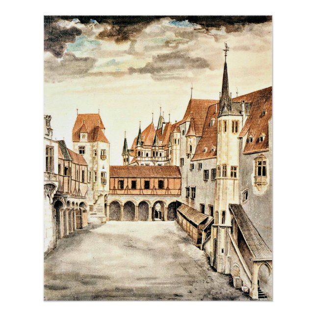 Póster Albrecht Durer, Courtyard do Antigo Castelo, (Frente)