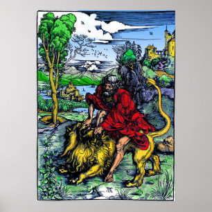Poster Albrecht Dürer "Samson que mata o leão" 1498