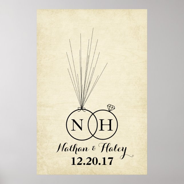 Poster Álbum de Casamento com Polegar de Balão Inicial de (Frente)