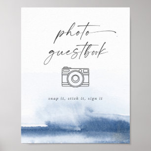 Poster Álbum de Fotos de Casamento com Aquarela Azul Mode