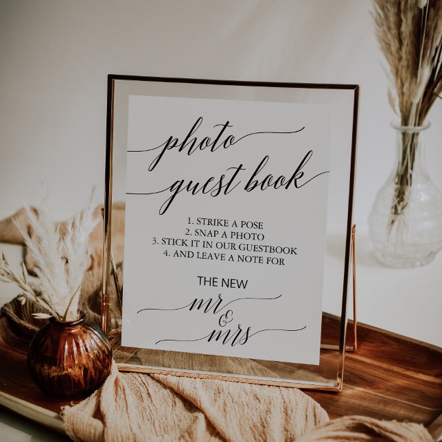 Poster Álbum de Fotos de Convidados com Caligrafia Preta  (Criador carregado)