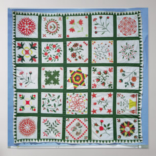 Poster Album quilt with season flowers, 1844