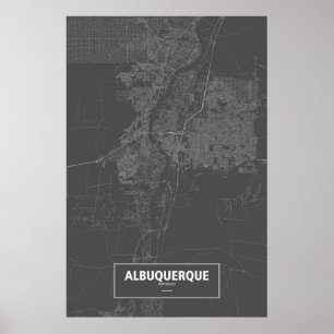 Póster Albuquerque, New mexico (branco no preto)