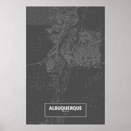 Póster Albuquerque, Novo México (branco a preto)