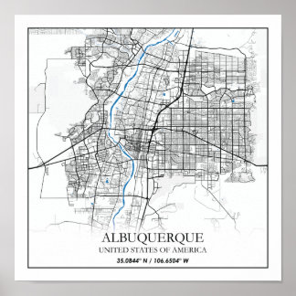 Poster Albuquerque Novo México México Texas EUA Mapa da C
