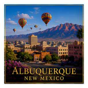 Póster Albuquerque Novo México Rio Grande e Alto Deserto