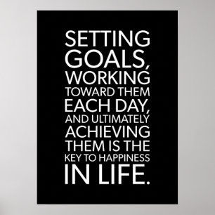 Poster Alcançar Objetivos É A Chave Para A Felicidade - G