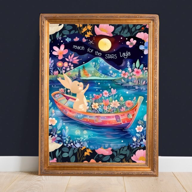 Poster Alcance as Estrelas Bunny Floral Floresta  (Criador carregado)