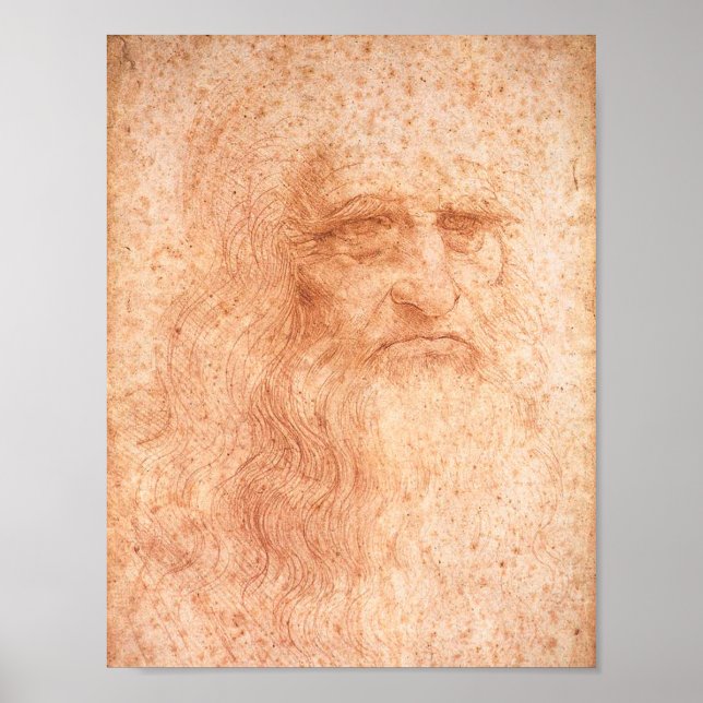 Poster Alcatrão Vermelho Autoretrato Leonardo da Vinci (Frente)