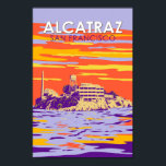 Poster Alcatraz Island San Francisco Viagem Art Vintage<br><div class="desc">Alcatraz Island vetor art design. Ilha Alcatraz ao anoitecer com um farol,  fortificação militar e prisão federal em São Francisco,  Califórnia.</div>