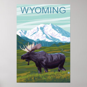 Póster Alces com MountainWyoming