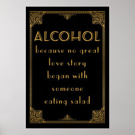 Poster ALCOHOL bebe bar Gatsby inspirou sinal de casament