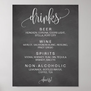 Póster Álcool Cocktail Bebidas Bar Sinal de Casamento Edi