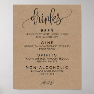 Póster Álcool Cocktail Bebidas Bar Sinal de Casamento Edi
