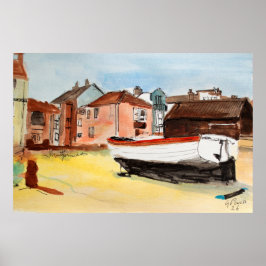 Poster Aldeburgh Print – Paisagem Costeira em Aquarela