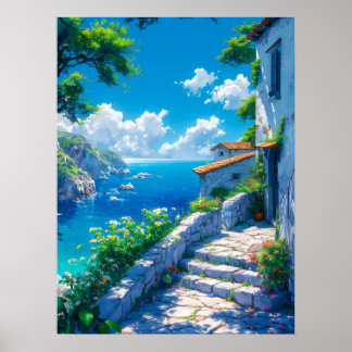 Poster Aldeia Costeira Pacífica no Verão