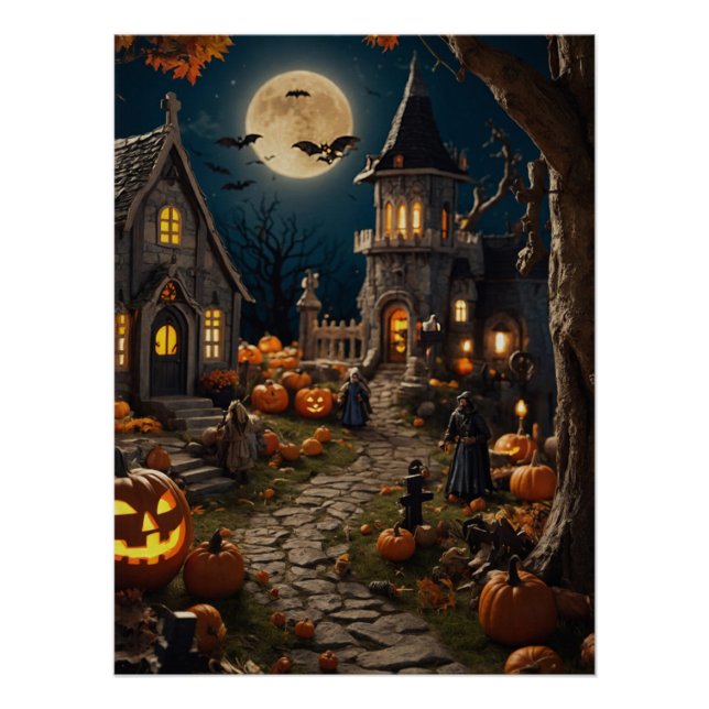 Póster Aldeia de Abóbora de Halloween (Frente)