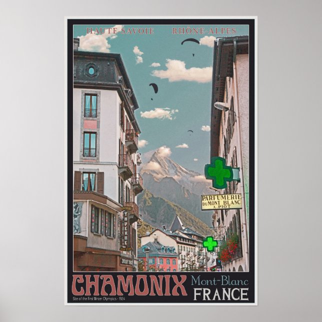 Póster Aldeia de Chamonix (preto) (Frente)