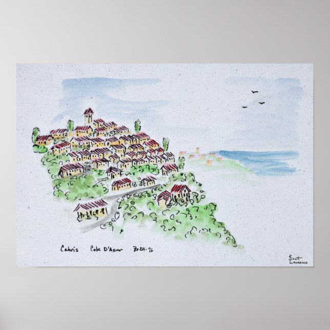 Poster Aldeia de Hilltop de Cabris | Provença, França (Frente)
