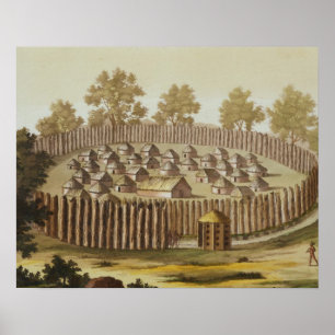 Póster Aldeia de uma Tribo Indígenas na Flórida, túmulo