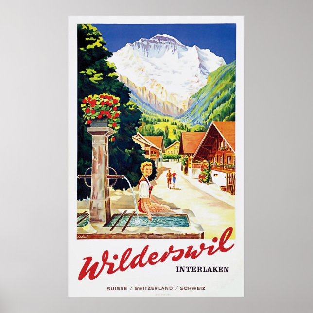 Poster aldeia de Wilderswil, Interlaken, Suíça (Frente)