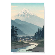 Aldeia do Rio Fuji Moderno Ukiyo-e Zen
