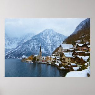 Poster Aldeia Hallstatt No Lago - Salzburgo Áustria