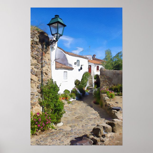 Póster Aldeia Mediterrânica de Watercolor (Frente)