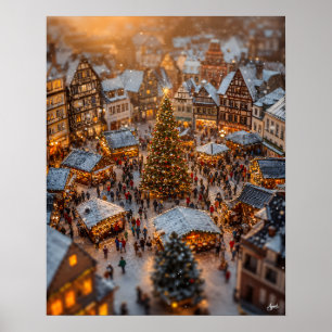 Poster Aldeia Miniatura de Mercado de Natal