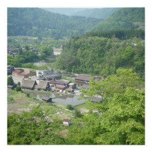 Póster Aldeia Montanhosa Japonesa Pitoresca