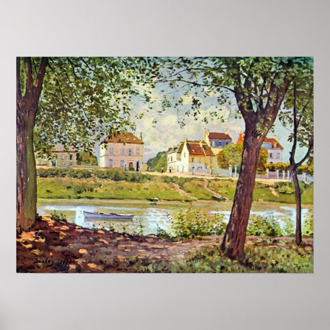 Póster Aldeia nas margens do Sena por Alfred Sisley (Frente)