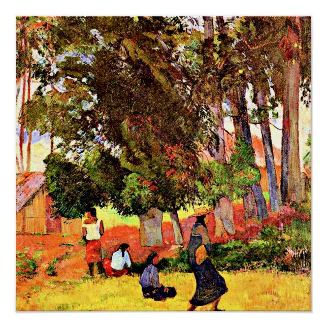 Póster Aldeia Tahitian, famosa pintura de Paul Gauguin (Frente)