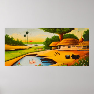 Póster Aldeia tradicional de Bangladesh