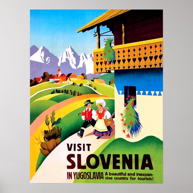 Poster Aldeia tradicional na Eslovênia, Iugoslávia (Frente)