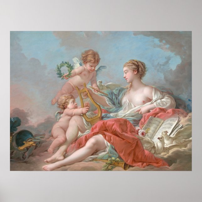 Poster Alegoria de Música - François Boucher Fine Art (Frente)