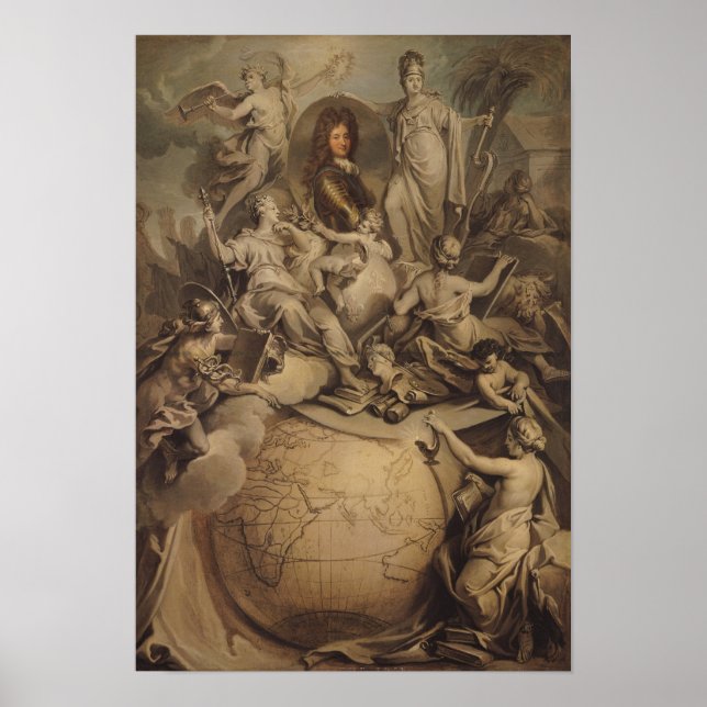 Poster Alegoria de Philippe II Duque de Orleans, 1718 (Frente)