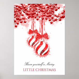 Poster Alegre pouco respingo da aguarela do Natal