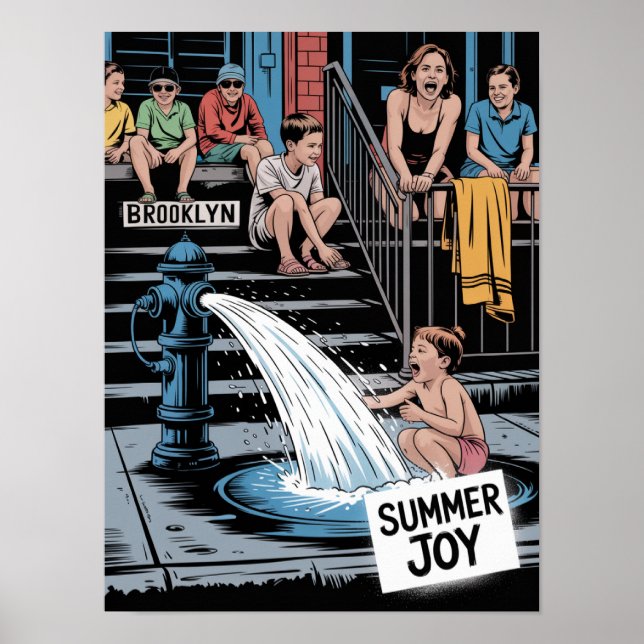 Poster Alegria de Verão no Brooklyn Bebê Hidrante (Frente)