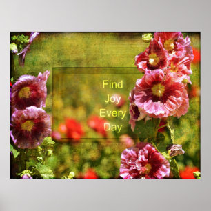 Poster Alegria floral do Hollyhock do jardim