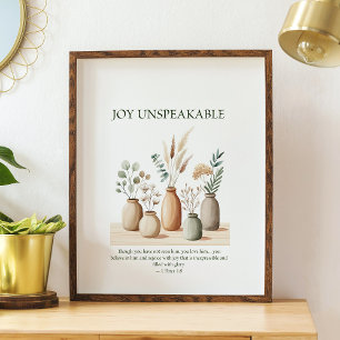 Poster Alegria indizível, arte floral cristã para parede