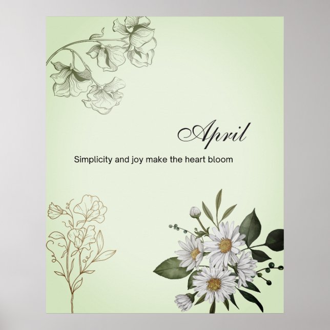 Poster Alegria Simples de Abril Estampa Floral (Frente)