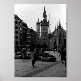 Poster Alemanha Antiga Munique Igreja Marienplatz