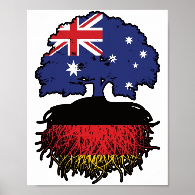 Poster Alemanha Austrália Australiana Raízes de Árvore (Frente)