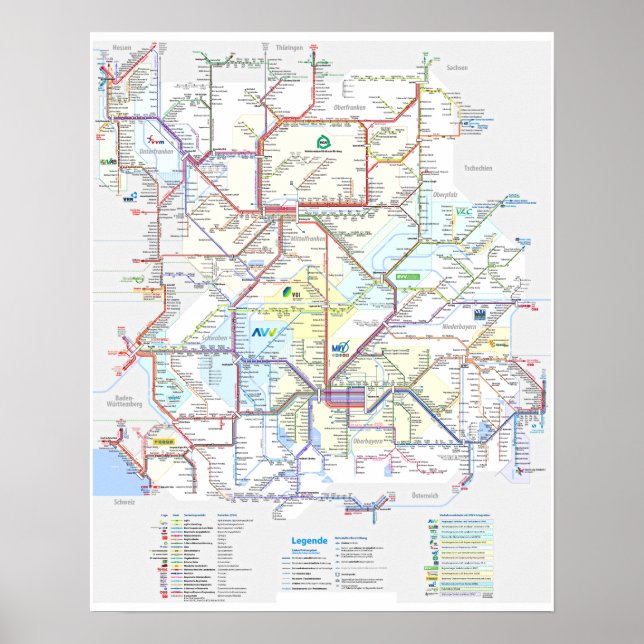 Poster "Alemanha: BAYERN Schiennetz ... (Frente)