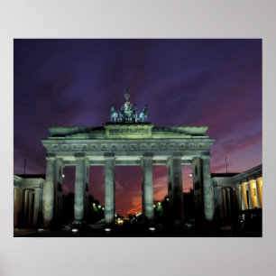 Póster Alemanha, Berlim. Portão de Brandemburgo à noite.